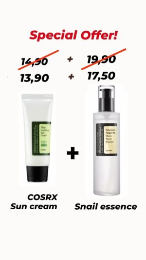 Πακέτο προσφοράς COSRX Aloe Sun cream + Advance Snail 96 Essence μόνο 31,40 ευρώ!